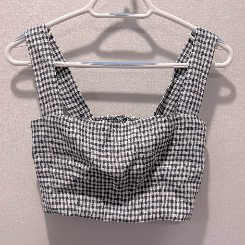 Reformation Blue and White Bustier Crop Tank Top sz.0